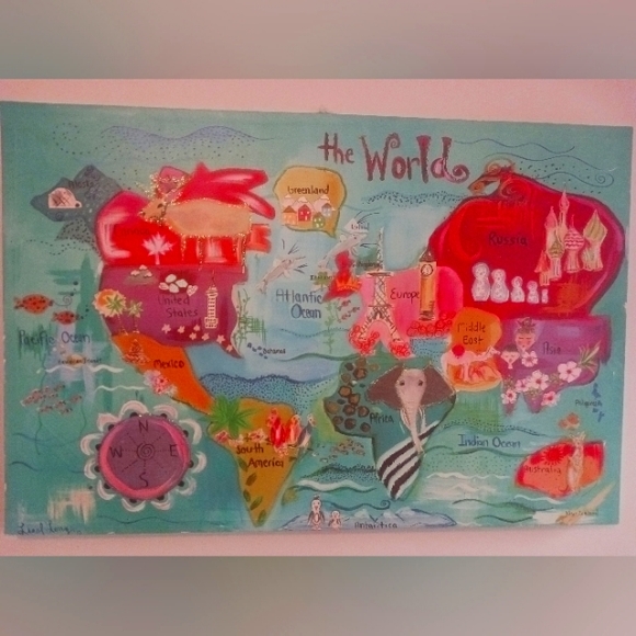 Beautiful, Large & Ready to Hang "The World" Canvas - Picture 1 of 1